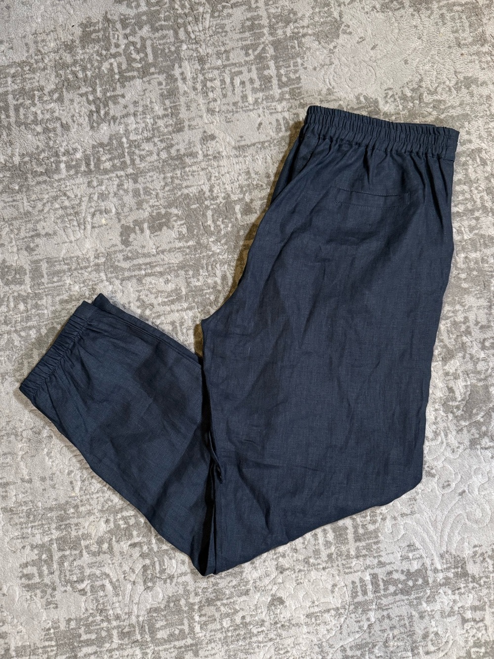Linen Elastic Waist Lightweight Black Pants Womens Medium